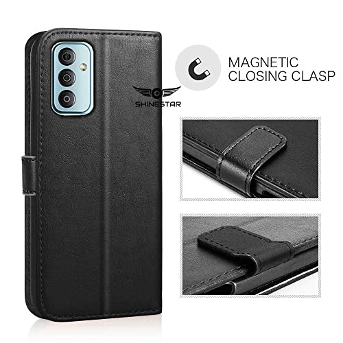 Image of SHINESTAR Samsung Galaxy F23 5G Flip Back Cover | PU Leather Flip Cover Wallet Case with TPU Silicone Case Back Cover for Samsung Galaxy F23 5G - (Classy Black)