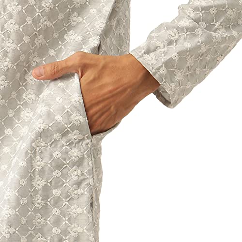 Image of SOJANYA (Since 1958 Men's Silk Blend Light Green Kurta & Nehrujacket with White Pyjama Combo