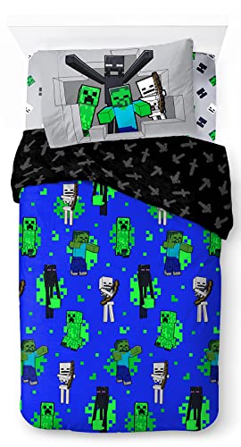 Minecraft con El Creeper Luchador Juego de Ropa de Cama Infantil 3 Piezas 100% Algodón Cama...