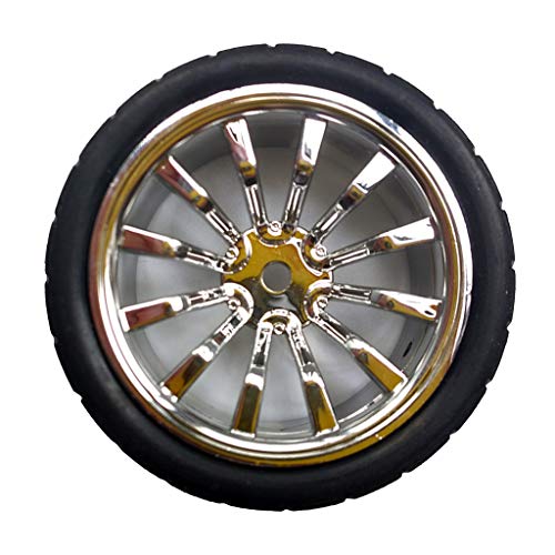 FLAMEER 1PCS Width:1.06 inch (27mm) OD 2.56inch (65mm) Rubber Tires Wheel with Sponge Liner FOR DIY Model Robot Vehicles - Silver