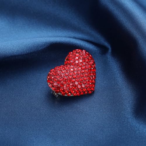 Image of Red Heart Love Brooch Lapel Pin Cubic Zirconia Classic for Party Dance Wedding Banquet for Women Ladies Girls Rhinestone Dress Suit Bouquet Corsage Accessories Jewelry Decor