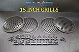 (4) 15 INCH Steel Speaker SUB SUBWOOFER Grill MESH Cover W/Clips Screws GLKT-15