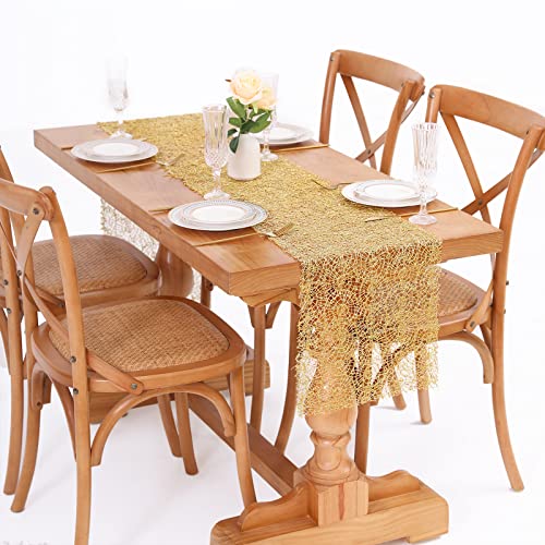 2 Packs 12 X 80 Inches Gold Sequin Mesh Table Runner Home Table Decor Table Line For Rustic Party Wedding Decorations Mesh Roll #TOP4