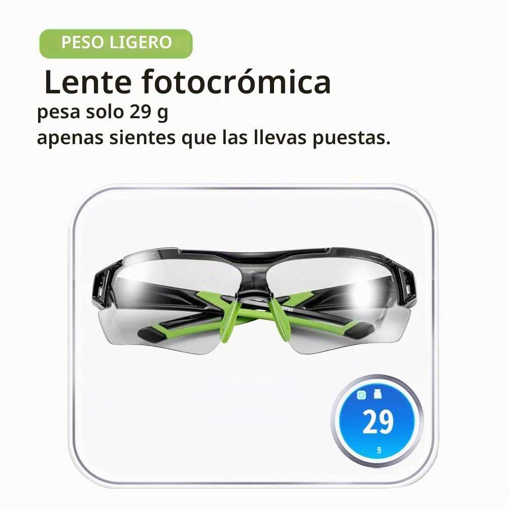 ROCKBROS Gafas Ciclismo Fotocromáticas para Hombre Mujer, Gafas Deportivas Transparentes para Bicicleta MTB Running Deportes al Aire Libre, Accesorios de Ciclismo