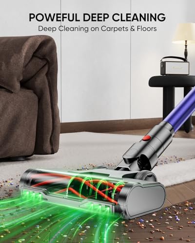 Cordless Vacuum Cleaner, 550W 45KPA 60 Mins Vacuum Cleaners for Home, Stick Vacuum with Wall Mount Charging, Anti-tangle Wireless Vacuum, Rechargeable Cordless Vacuum for Pet Hair/Carpet/Hard Floor