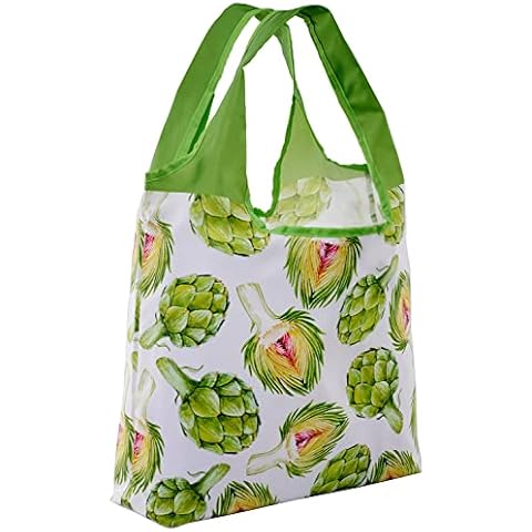 O-WITZ Reusable Grocery Bags | Vibrant Tote Bag For Groceries, Gym, Beach Gear, Toys & More | Washable Design With Large Handles For Maximum Convenience | Folds Into A Small Pouch, Artichoke Cover
