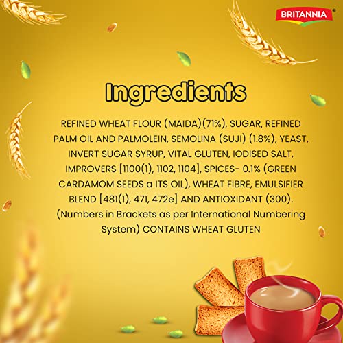 Image of Britannia Toastea Premium Bake Rusk with goodness of Elaichi, Sooji & Wheat, 183g