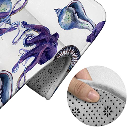Badezimmerteppich-Set, 3-teilig, Octopus Sea and Ocean Life, Schalentiere, waschbare Badeteppiche, rutschfest, mit Rückenpolster, Konturteppich und Toilettendeckelbezug – Bild 5