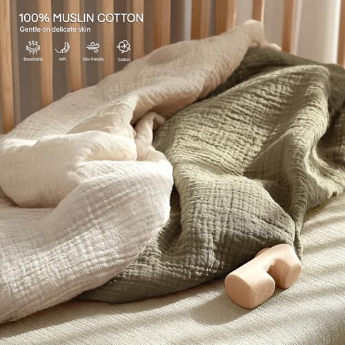 Image of lulumoon Pack and Play Sheets Muslin: Cotton Fitted Sheets for Pack N Play - Soft Playard Sheets for Boys and Girls 2Pack