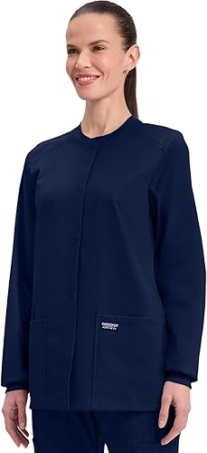 Miniatura 2 de Cherokee WW340 - Chaqueta de uniforme médico para mujer, con cierre frontal, 3 bolsillos, resistente a la decoloración, elástica en 2 direcciones,