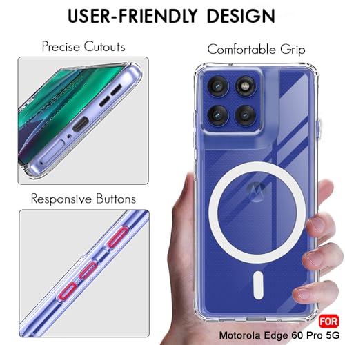 Image of TheGiftKart Ultra-Hybrid Crystal Clear Back Case Cover for Motorola Edge 60 Pro | Shockproof Design | Hard Back Cover for Motorola Edge 60 Pro (PC & TPU, Magsafe Compatible, Clear)
