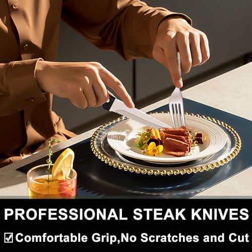 Image of 49-Piece Silverware Set with Organizer, Food-Grade Stainless Steel Flatware for 8, Cutlery Utensil Sets with Steak Knives, Rust-proof, Mirror Polished, Dishwasher Safe, Silver Tree Pattern