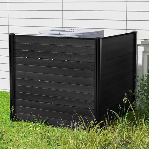 COSTWAY Gartenzaun 2-teilig, Zaun mit Pfosten & Schutzkappen, 115 cm hoch, Sichtschutzzaun aus HDPE, Steckzaun Zaunelementen, Freistehender dekorativer Zaun, Sichtschutz für Garten Terrasse, Schwarz