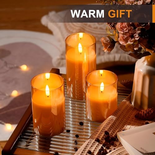 GTTFAE Glass Gold Real Wax LED Candles Flickering with Remote & Timer - Fake Candles Flickering Light, Battery Candles Set of 3, Festival, Room Decor, Home Decor - Image 6