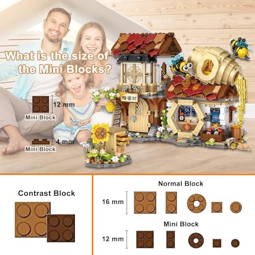 Image of SKY LINE OCEAN Honey Workshop Building Blocks Set (1242+ PCS) | Street View Mini Bricks Farmhouse Architecture Model Kit for Ages 14+ | Creative DIY Display Decor | 5 Year Structural Warranty
