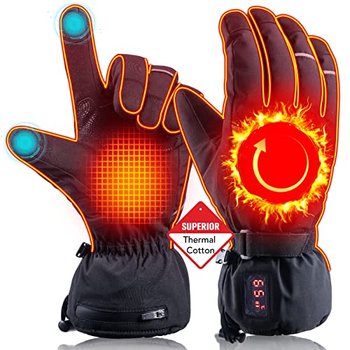 Guantes Calefactables para Hombre y Mujer, 2700 mAh, Batería de Litio, Guantes Eléctricos de 7,4 V, Resistentes al Agua y Viento, Guantes de Invierno para Moto, Negro