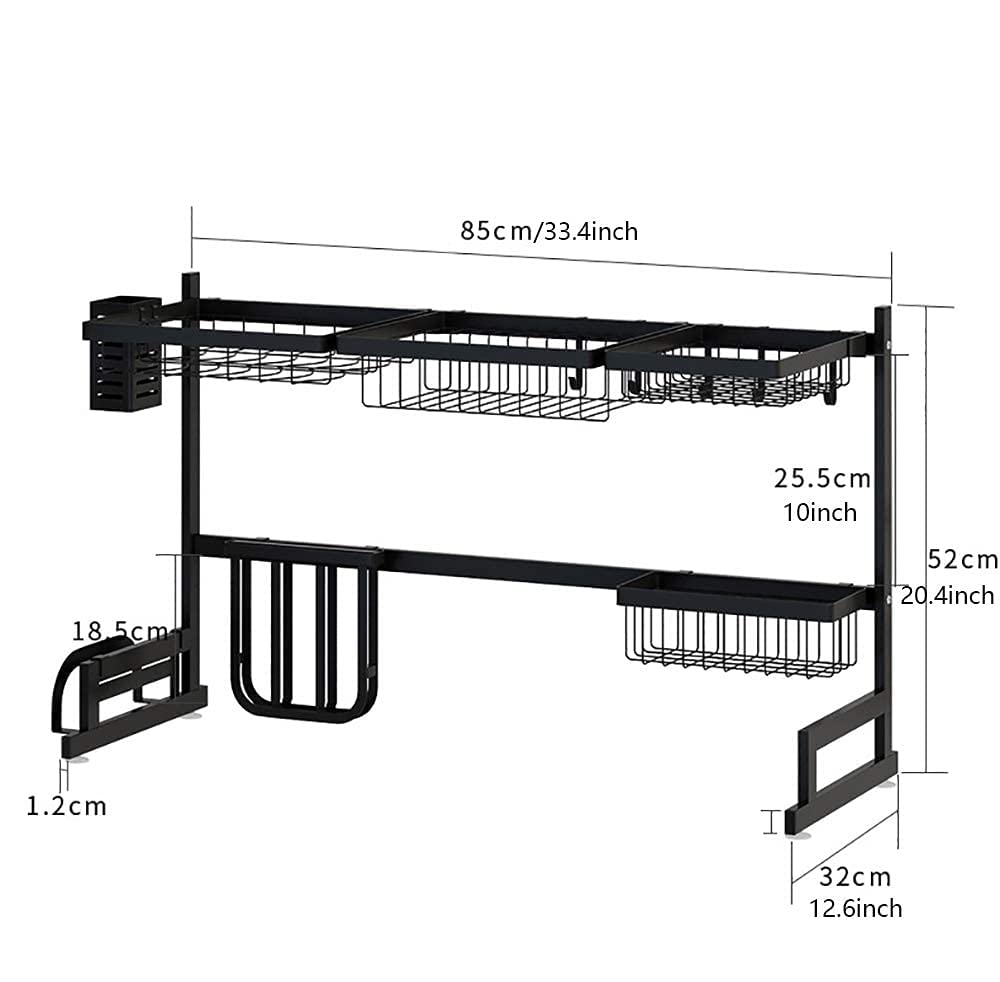 Support de Cuisine en Acier Inoxydable Noir, égouttoir à Vaisselle, Couteau, Baguettes, Support de Rangement pour ustensiles de Cuisine, Support d'évier de Cuisine (33,4 x 12,6 Pouces)