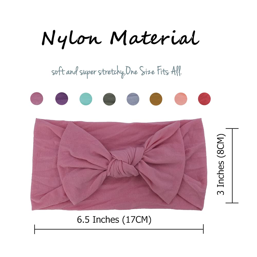8pcs Baby Headband Soft Stretchy Hairband Hair Bow Elastic for Toddler Baby Girls Newborn Infant Kids Turban Headbands (Mix Nylon Headband) - Image 2