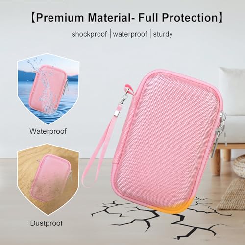 Image of Elonbo Camera Case for Panasonic LUMIX ZS99 / TZ99 / ZS80 / ZS70 / ZS300 / ZS200 / ZS100 / LX10 Point and Shoot Camera. Panasonic LUMIX Digital Camera Carrying Case. with Mesh Pocket fits Battery, Pink