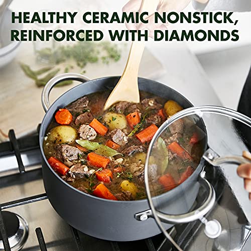 Greenpan Lima Hard Anodized Healthy Ceramic Nonstick 5Qt Stock Pot With Lid, Pfas-Free, Oven Safe, Gray #TOP1