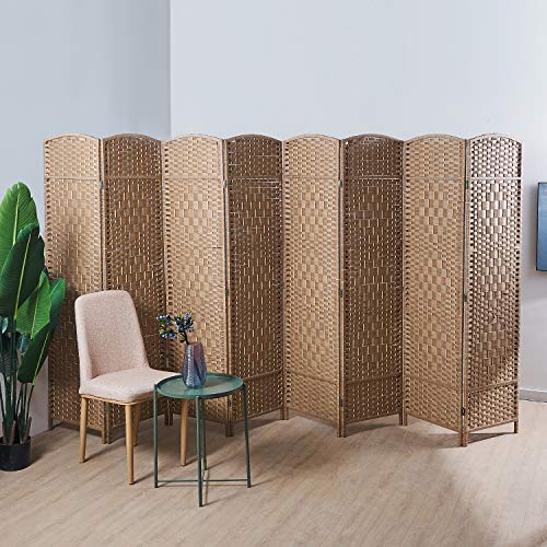 Cocosica Room Divider and Folding Privacy Screen, Tall - Extra Wide Foldable Panel Partition Wall Divider with Diamond Double-Weaved & 8 Panel Room Screen Divider Separator - Natural, 8 Panels Cocosica Room Divider and Folding Privacy Screen, Tall - Extra Wide Foldable Panel Partition Wall Divider with Diamond Double-Weaved & 8 Panel Room Screen Divider Separator - Natural, 8 Panels