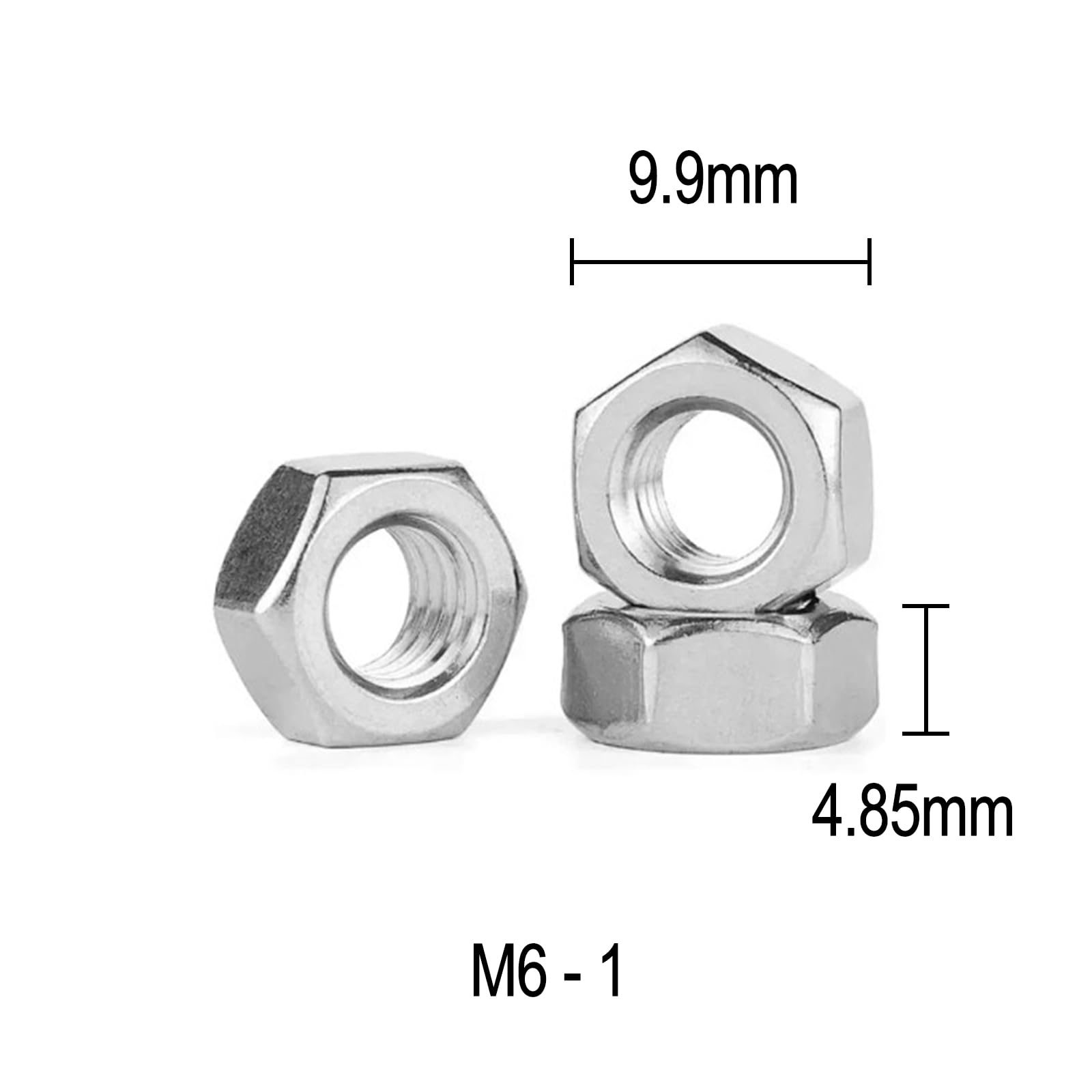 Lot de 4 tiges filetées M6 x 200 mm, avec 8 écrous hexagonaux, en acier inoxydable 304, pour un usage domestique ou industriel