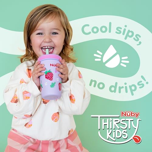 Image of Nuby Thirsty Kids Flexstraw Stainless Steel Insulated Toddler Cup - 12 oz