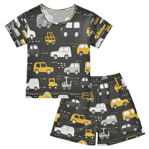 senya Short Sleeve Pajamas Sets Summer Cotton Sleepwear Cute Yellow Cars