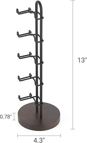 Miniatura 7 de Mkono Sunglasses Organizer Glasses Holder Stand Sunglass Storage Eyeglasses Rack Metal Frame with Wood Base for 5 Pairs of Eyewear Display for Table