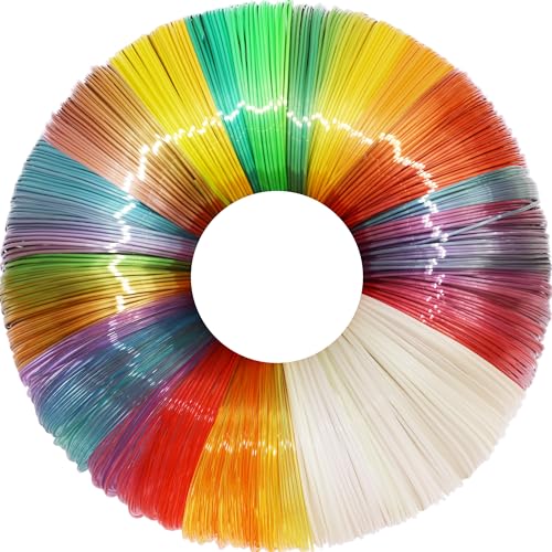 Image of MIKA3D 5 Colors 3D Printing Pen Filament Refill, Each 10m, One Glowing in Dark PLA, One Clear Rainbow, 3 Different Color Silk Rainbow PLA, Total 50m 3D Printer Filament Sample Pack