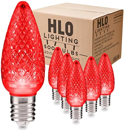 Holiday Lighting Outlet Faceted C9 Christmas Lights | Red LED Light Bulbs Holiday Decoration | Warm Christmas Decor for Indoor & Outdoor Use | 3 SMD LEDs in Each Light Bulb | Set of 500