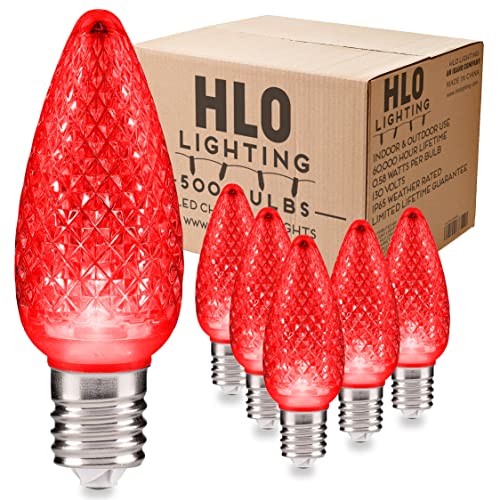 Holiday Lighting Outlet Faceted C9 Christmas Lights | Red Led Light Bulbs Holiday Decoration | Warm Christmas Decor For Indoor & Outdoor Use | 3 Smd Leds In Each Light Bulb | Set Of 500 #TOP3