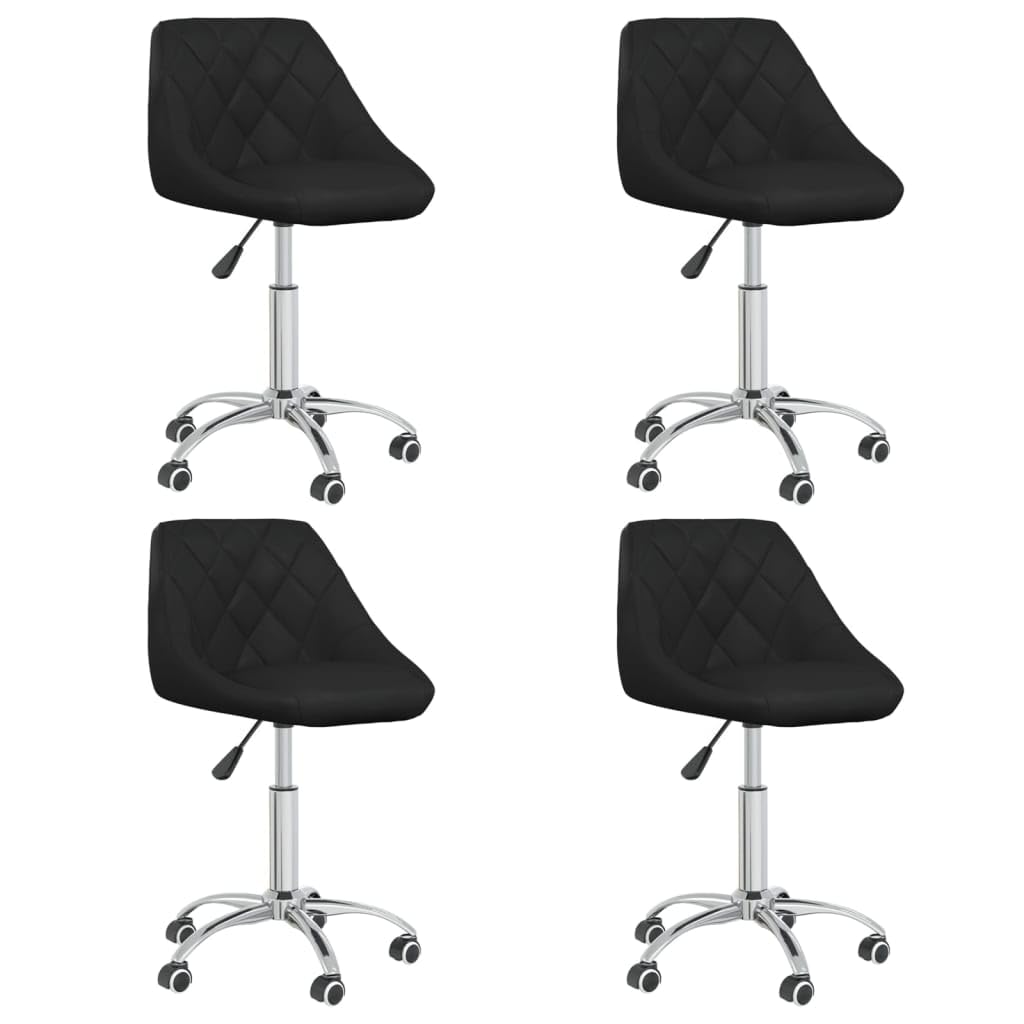 Sillas de comedor giratorias de 360 grados, 4 unidades, altura regulable, giratoria, color negro, piel sintética con ruedas