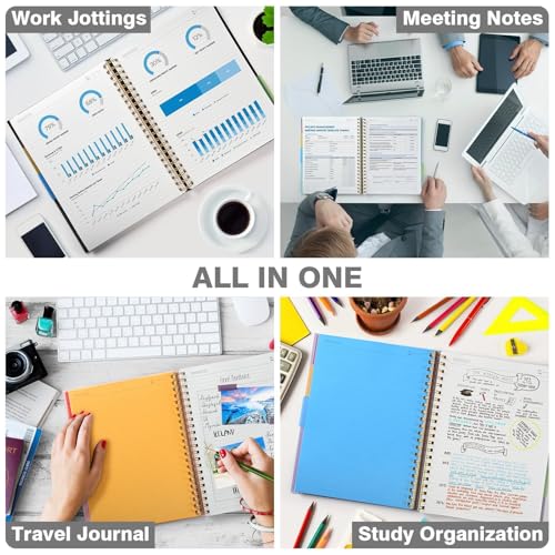 Image of Spiral Notebook 8.5 inch x 11 inch, 5 Subject Notebooks College Ruled with Dividers