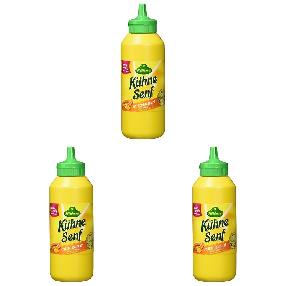 Kühne Senf, mittelscharf, 250 ml (Packung mit 3)