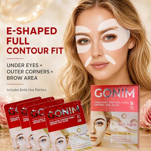 Image of GONIM Under Eye Patches for Puffy Eyes and Dark Circles, Collagen, Eye Mask | Caffeine eye patches for women, retinol PDRN hydrogel under eye mask, hydrating care for dry fine lines, 360 fit, 4 pairs