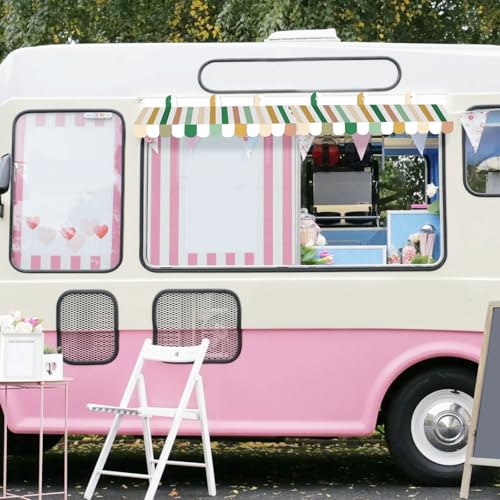 Image of 2 Piece Circus Awning Decoration 3D Carnival Tent Awning Wall Decorations for Circus Theme Party, Carnival Stand, Party Favors Supplies (Boho)