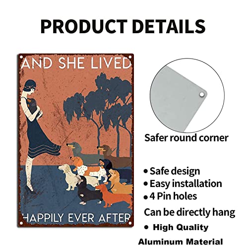 YNRBGDFR Vintage Tin Sign Dachshund Dog Lover and She Lived Happily Ever After The Kitchen Sign Retro Funny Decorative Iron Picture 8x12inch-Tin Sign - Image 6
