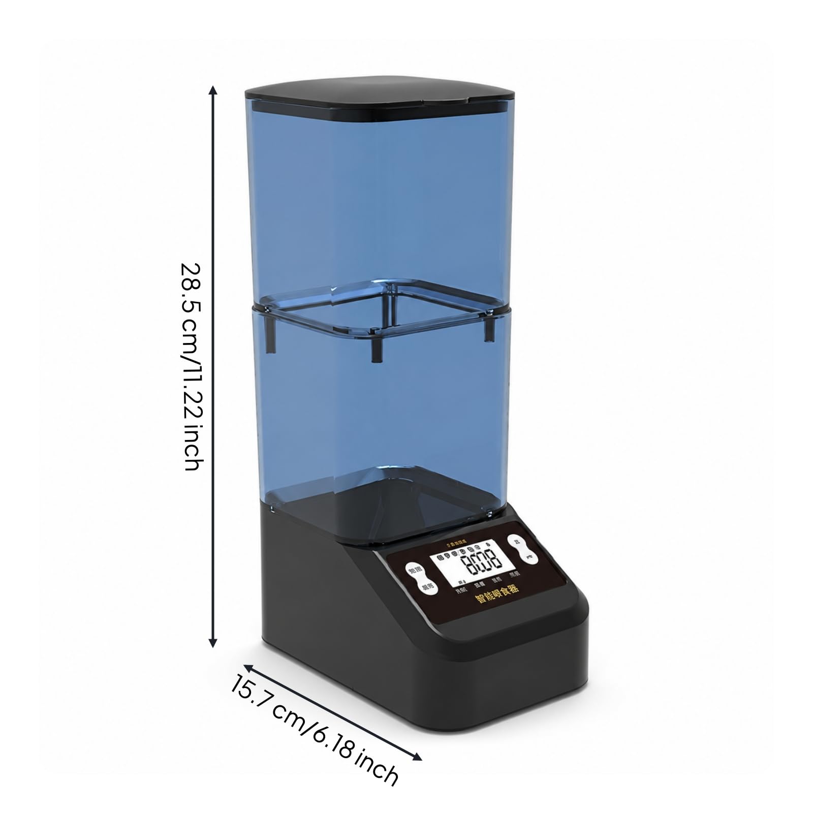 Alimentador Peces con Tolva 2 litros Programable Alimentador Automático Peces Digital para Acuaristas, Negro, 2000ml