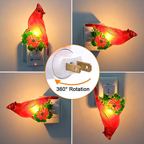 Ldnacele Red Birds Plug In Night Light, 360 Rotation, Led Nightlight Home Party Halloween Decoration #TOP2