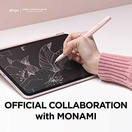 Image of elago X MONAMI Pencil Case Compatible With Apple Pencil Pro Case,Compatible With Apple Pencil 2Nd Generation Cover Sleeve,Magnetic Charging,Double Tap,Squeeze,Haptic(Must Read Guide)(Peony),Pink