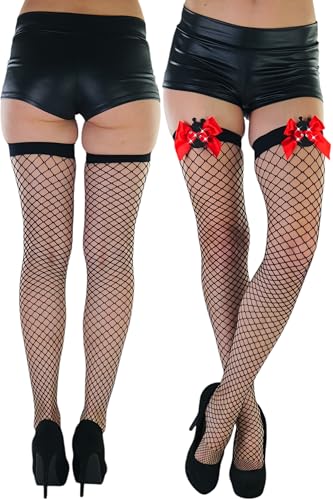 Image of ToBeInStyle Women's Fine Classic Fishnet Thigh High Stretch Nylon Novelty Stockings