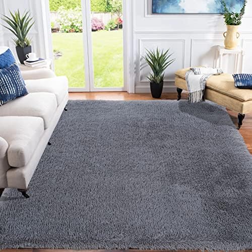 XSIVOD Black Rugs for Living Room, Ultra Soft Bedroom Rugs Area Rug Living Room Floor Carpet, Luxury Fluffy Shag Lounge Rug Ideal for Bedroom, Nursery, Kids Baby Room, 120x160cm