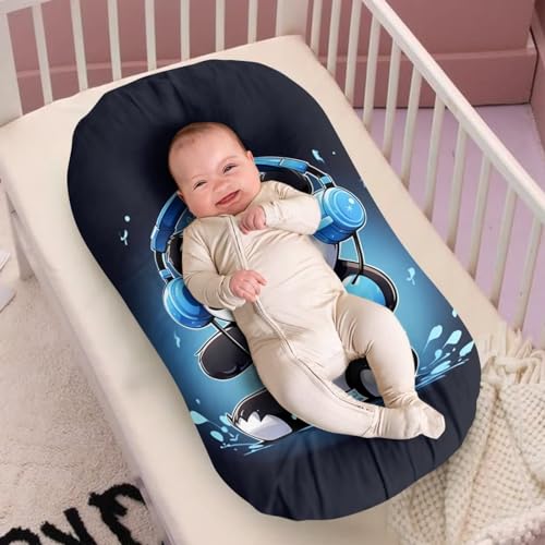 Image of ZOUTAIRONG Panda Cats Soft Bassinet Sheets Floral Comfy Polyester Cradle Sheets for Baby Boys Girls Universal Fit for Most Cradle and Bassinet Mattress Blue