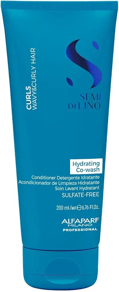 Alfaparf Milano Semi Di Lino Curls Co-Wash Hidratante Sem Sulfato para Cabelos Ondulados e Cacheados - Hidrata e Nutre - Reduz o Frizz - Protege Contra a Umidade - Fórmula Vegan-Friendly 200ml