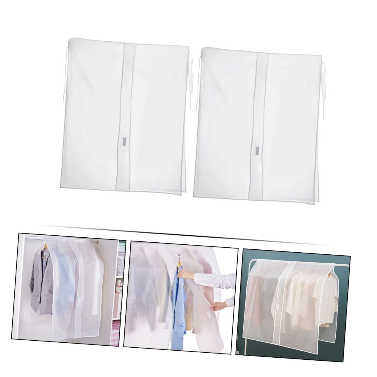 Funda para Colgar Ropa Peva, Juego de 2 Piezas, Blanco | Perchero en Casa, Bolsa de Almacenaje para Armario, Diseño Seguro, Cobertura Transparente