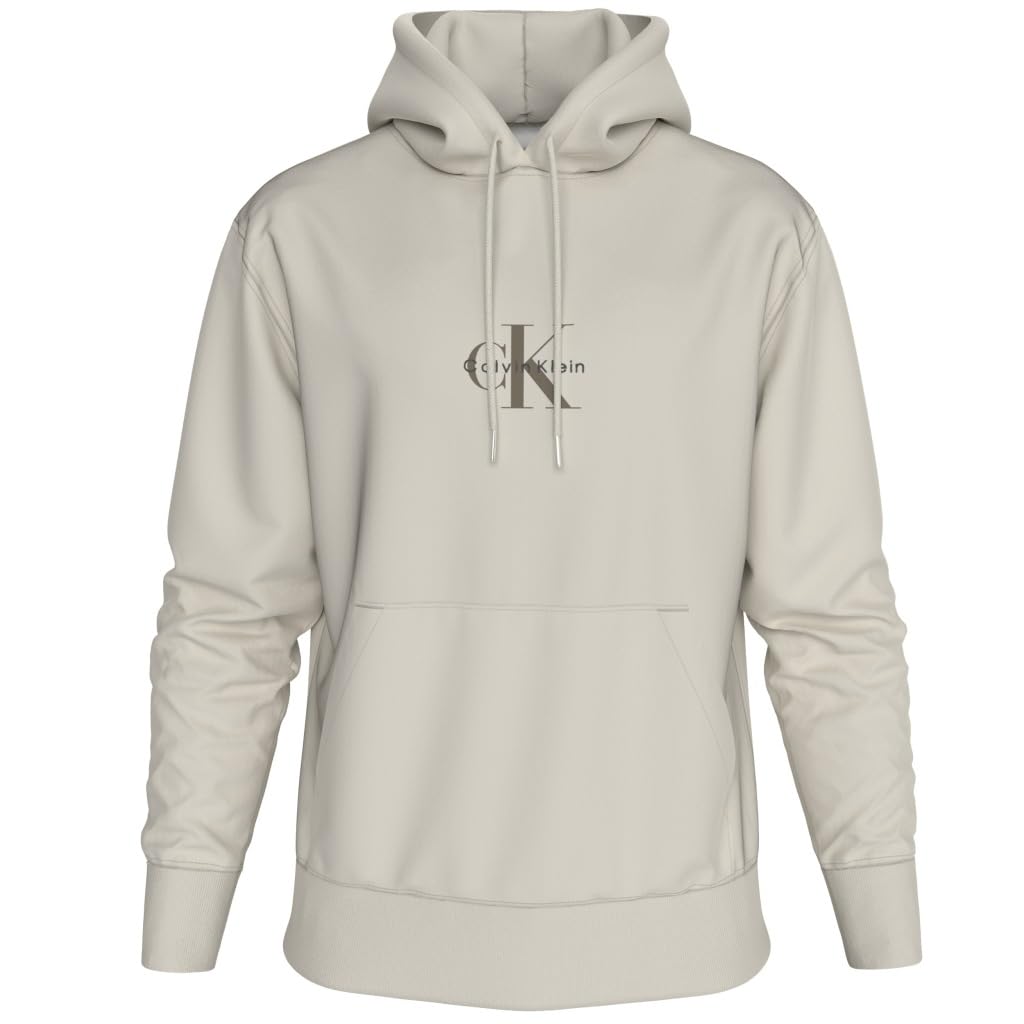 Calvin Klein Men's LS EU 350TERRY MICRO MONOLOGO HO LV04RD243G67U004 Sweatshirts, WHITE, L