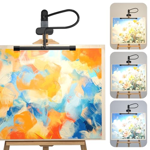Lustaled Lampada da Cavalletto per Pittura, Lampada da Scrivania a LED con Pinza, Luce Lettura Letto, 3 Colori & 5 Luminosità, USB-C, Luce per Leggio Musicale, Lampada da Lavoro a Morsetto