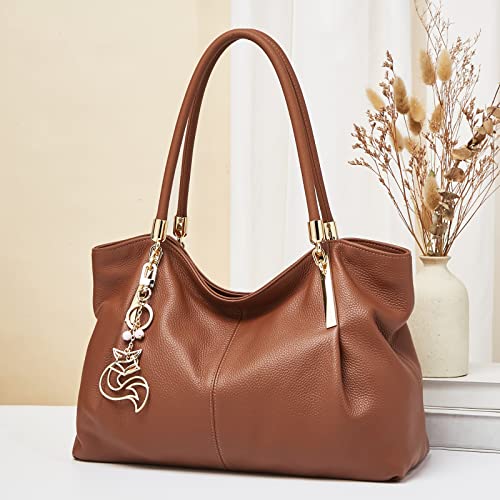 Image of FOXLOVER Soft Genuine Leather Medium Purses for Women Tote Bag Handbags with Top-handles Shoulder Satchel Purse