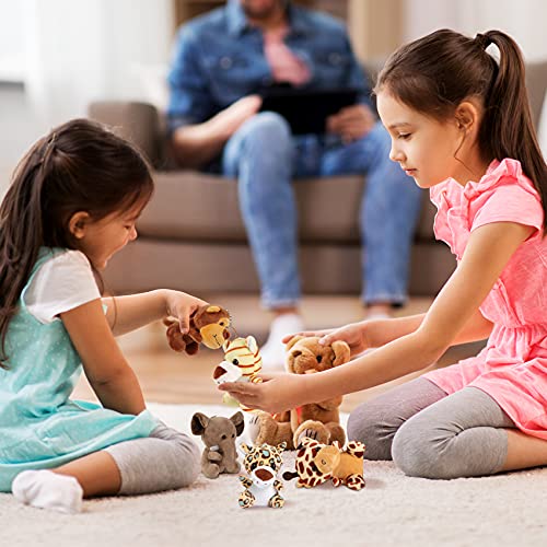 Erweicet Safari Animal Party Favors Plush Toys Jungle Stuffed Animals Set Cute Plush Animals Plush Keychains For Animal Themed Party Kindergarten Fun Teacher Student Achievement Award(12 Pcs Sitting) #TOP5